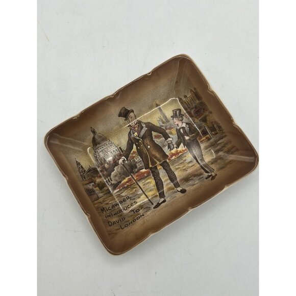 Charles Dickens Trinket Dish Brown 4" David Copperfield Micawber London British - Picture 10 of 16